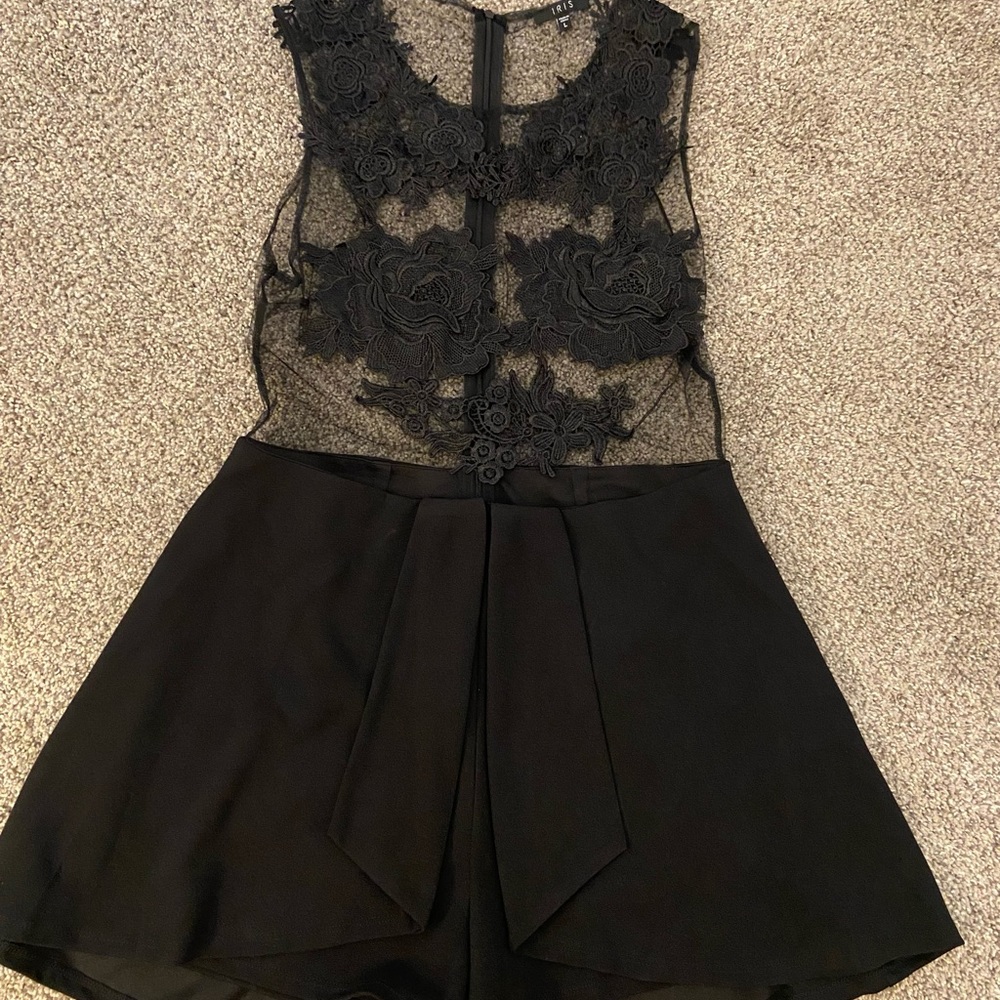 Black lace top romper